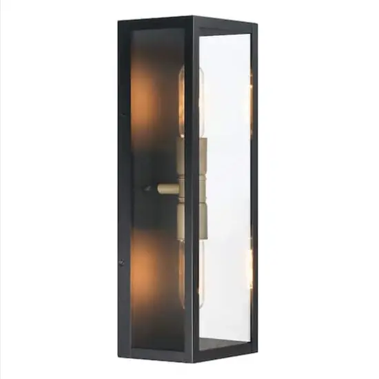 Hello Honey&reg; Lloyd Matte Black Modern Minimalist Metal & Glass Wall Mounted Outdoor Light {10}