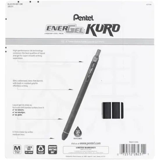 Pentel&reg; EnerGel 0.7mm Assorted Colors Kuro Liquid Gel Pen Set {4}