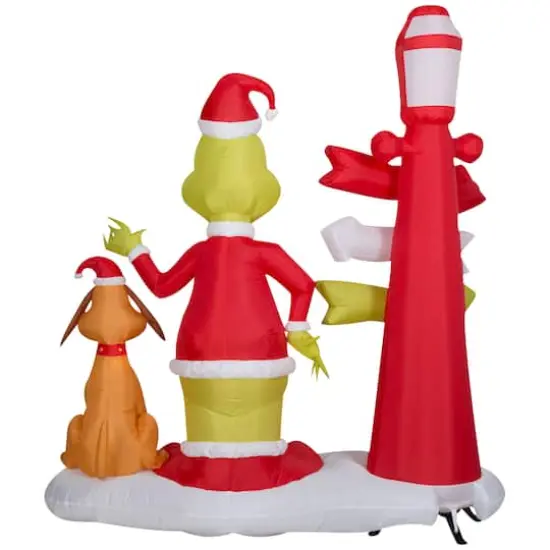 6ft. Airblown® Inflatable Christmas Grinch & Max with Lamp Post {5}