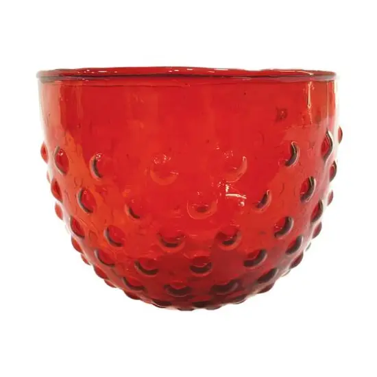 Hello Honey&reg; 4" Red Glass Hobnail Bowl & Votive Holder {1}