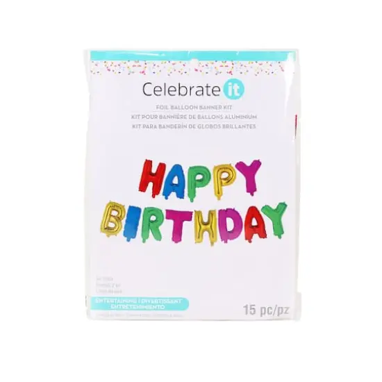 Happy Birthday Multicolored Foil Balloon Banner Kit By Celebrate It&trade; {4}