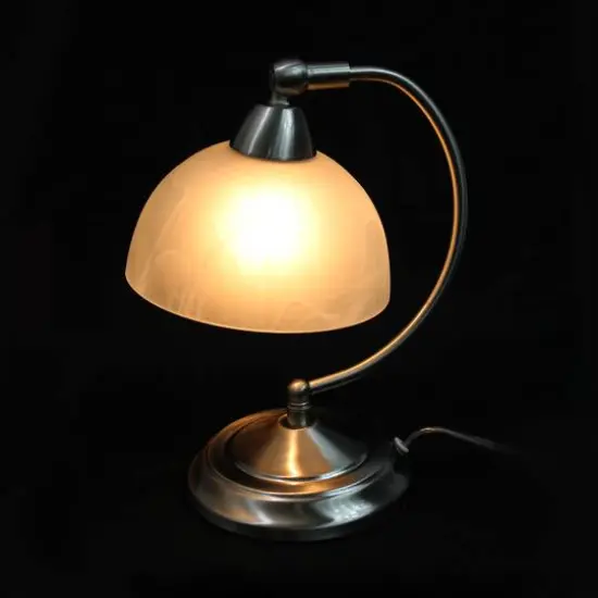 Elegant Designs 13" Brushed Nickel Banker's Desk Lamp with Touch Base {8}