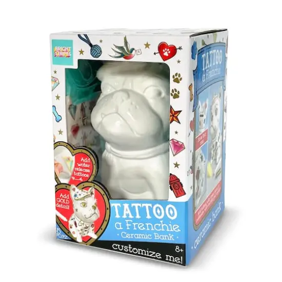 Bright Stripes Tattoo A Frenchie Ceramic Bank {3}
