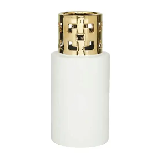 White Stoneware Glam Vase, 12" x 5" x 5" {1}