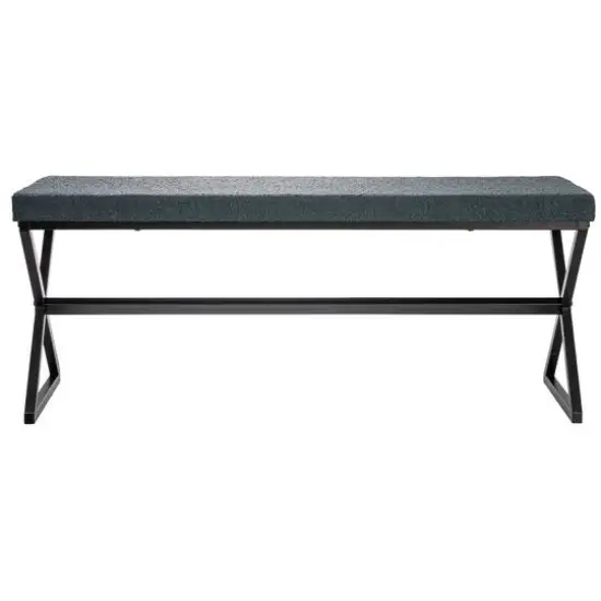 Household Essentials Harper 46.5" Metal & Boucle Bench Blue {9}