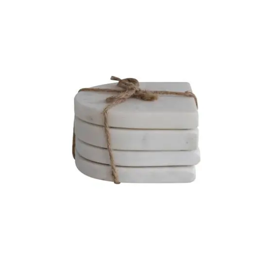 Hello Honey&reg; White Modern Arched Marble Coaster Set {10}