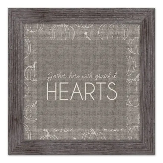 Gray Grateful Hearts Print in Western Gray Frame {1}