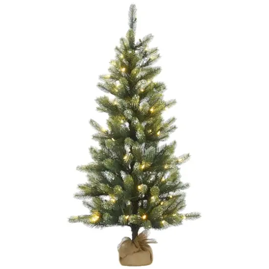 4.5ft. Pre-Lit Trinity Spruce Artificial Christmas Tree With Burlap Base, Clear LED Lights  {1}