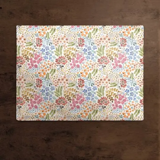 Wild Flower Floral Cotton Twill Placemat White {3}