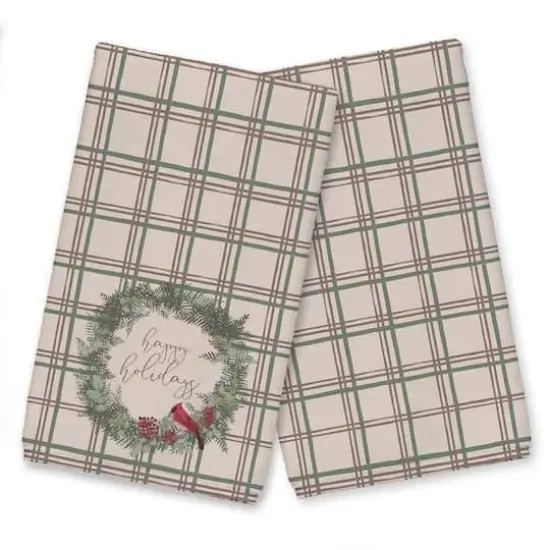 Happy Holidays Plaid Tea Towel Set {1}