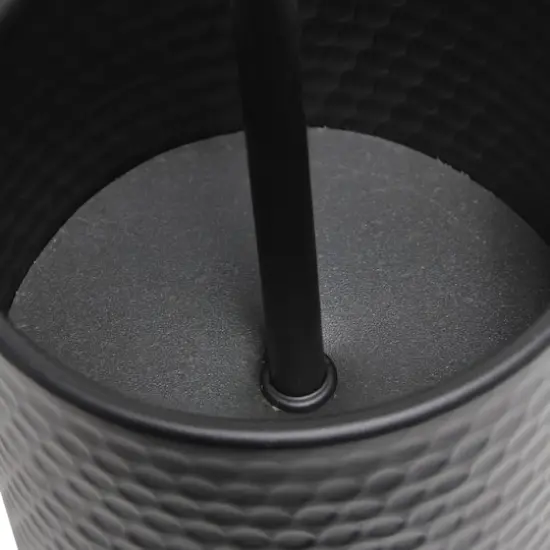 Simple Designs 18.5" Hammered Metal Container Base Table Lamp with USB Charging Port White/Black {10}