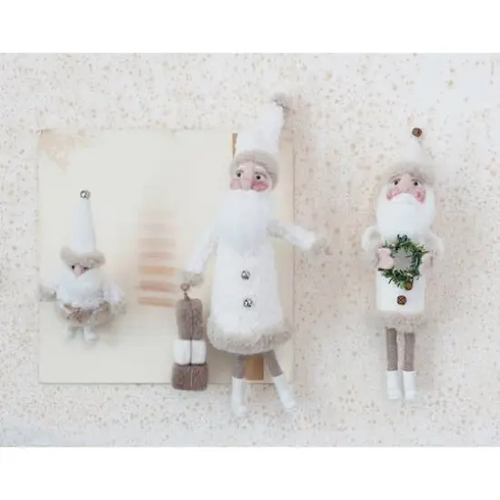 Hello Honey&reg; 11" Cream Wool Felt Santa with Jingle Bell Buttons & Wreath {3}
