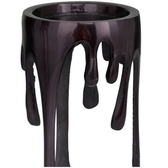 CosmoLiving by Cosmopolitan Black Aluminum Pillar Candle Holder with Dripping Melting Designed Legs Set {4}