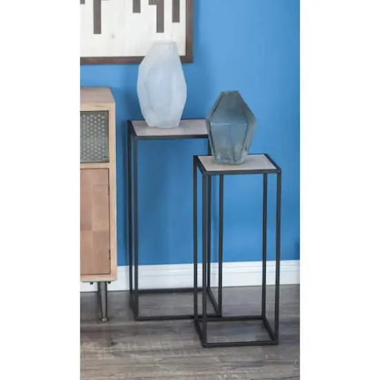 Black Metal Contemporary Accent Table Set {6}