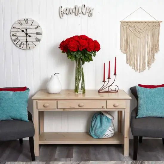 2.5ft. Giant Rose Silk Flower Arrangement in Glass Cylinder Vase {5}