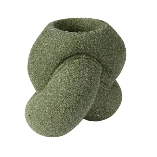 Hello Honey&reg; 4" Green Stoneware Tealight & Taper Candle Holder {1}