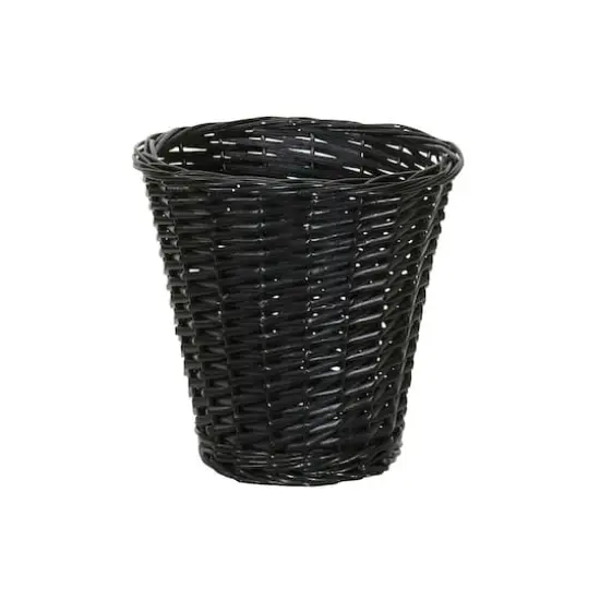 Household Essentials 7" Woven Wicker Waste Basket Black {1}