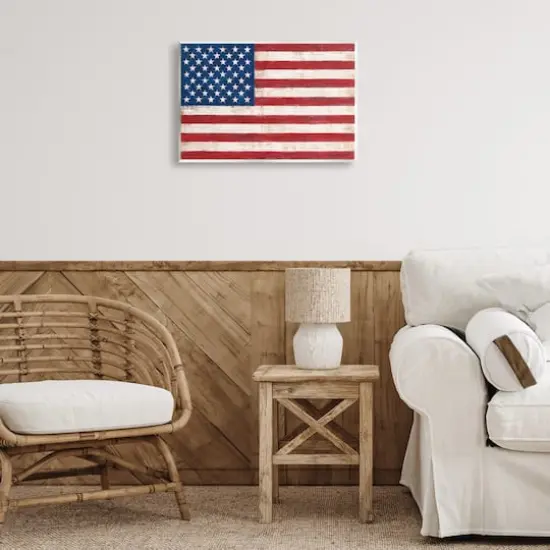 Stupell Industries Rustic American Flag Red White Blue Distressed Pattern Wall Plaque Art {3}