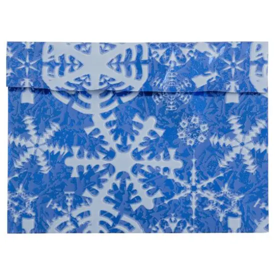 JAM Paper 5" x 6.125" Blue with White Snowflakes Premium Foil Envelopes {4}