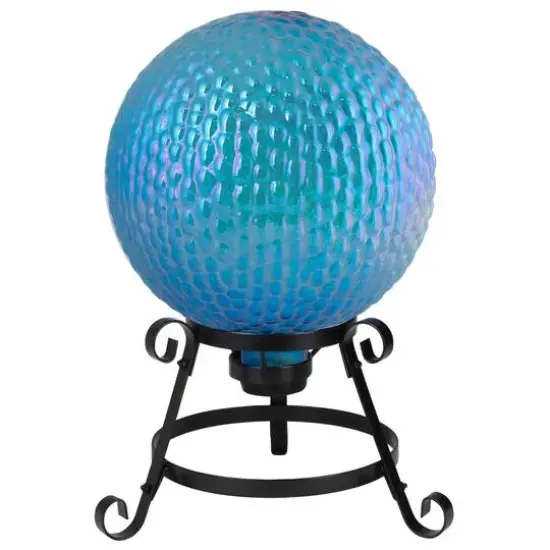 10" Iridescent Blue and Purple Textured Glass Gazing Ball {3}