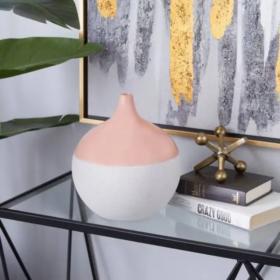 Pink Ceramic Modern Vase, 10" x 9" x 9" {6}