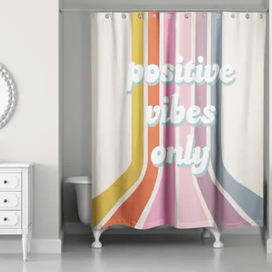 Positive Vibes Only Shower Curtain {3}
