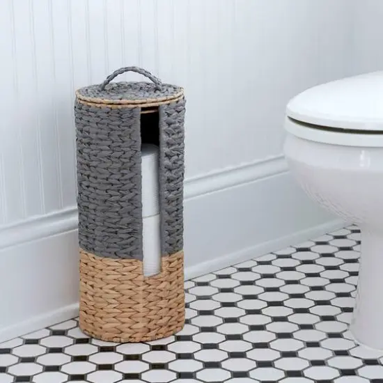 Household Essentials Wicker Bathroom Accessories Set Gray {7}