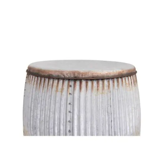 Hello Honey&reg; 17.5" Rustic Round Metal Barrel End Table {8}