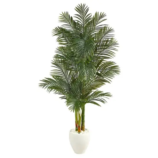 6ft. Golden Cane Artificial Palm Tree in White Planter {1}