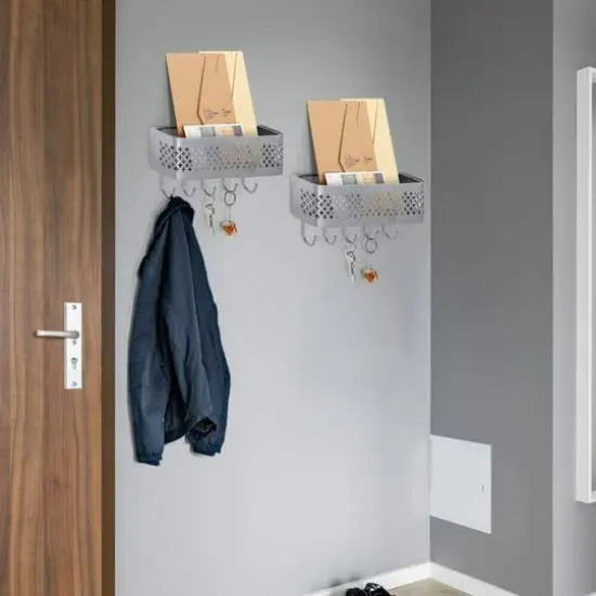 NEX™ Silver Wall Mount Mail Sorter & 5 Hook Key Organizer, 2ct. {6}