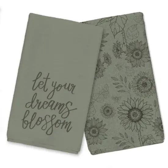 Let Your Dreams Blossom Tea Towel Set Green {1}
