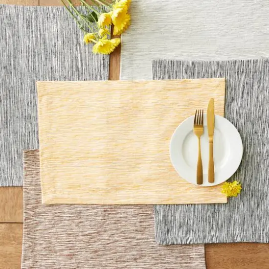 DII® Tonal Recycled Cotton Slubby Rib Placemats, 6ct. Honey Gold/Off White {8}