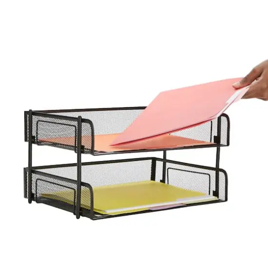 Mind Reader 2 Pack Black Stackable Metal Mesh Organizer {3}