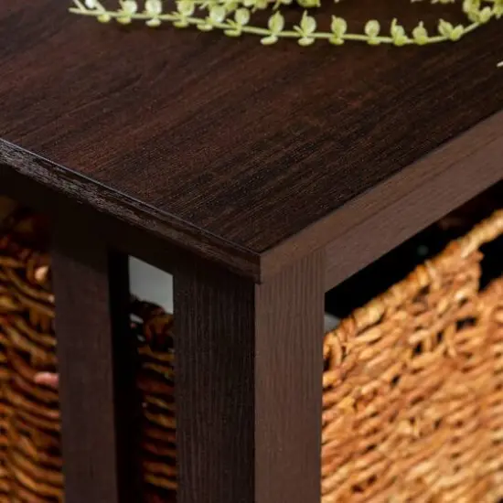 Walker Edison 40" Espresso Mission Storage Coffee Table with Baskets {7}