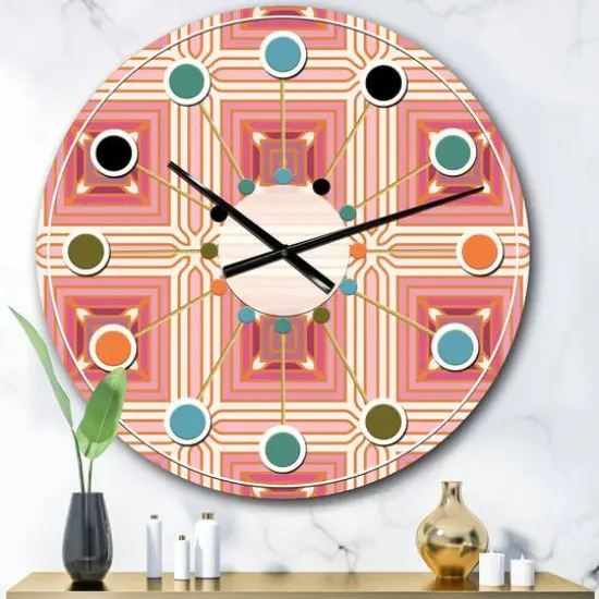 Designart Geometric Retro Design II Mid-Century Modern Wall Clock {1}