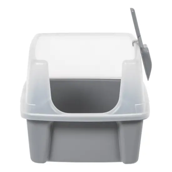 IRIS&reg; 20qt. Gray Cat Litter Box with Open Lid {7}