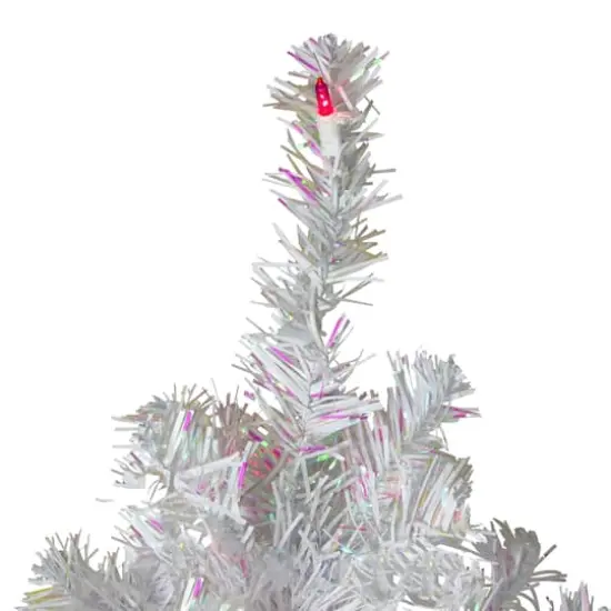 4ft. Pre-Lit White Iridescent Pine Artificial Christmas Tree, Pink Lights {4}