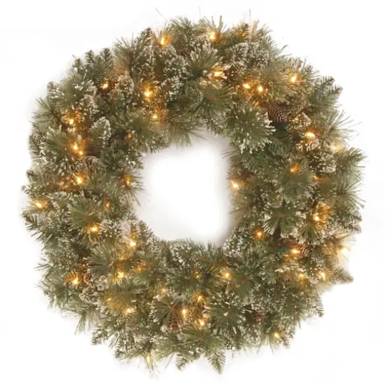 24" Glittery Bristle&reg; LED Pine Wreath {1}