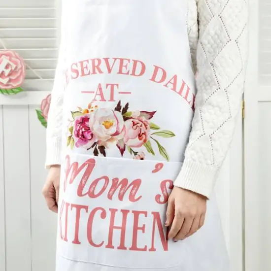 Glitzhome&reg; 31.5" Faux Burlap Mother's Day Apron {5}