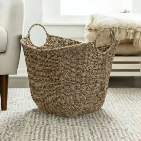 Household Essentials 17.5" Natural Woven Seagrass Basket with Handles {7}