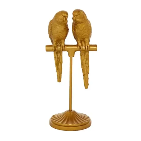 Gold Resin Country Cottage Bird Sculpture, 9" x 3" x 3" {3}