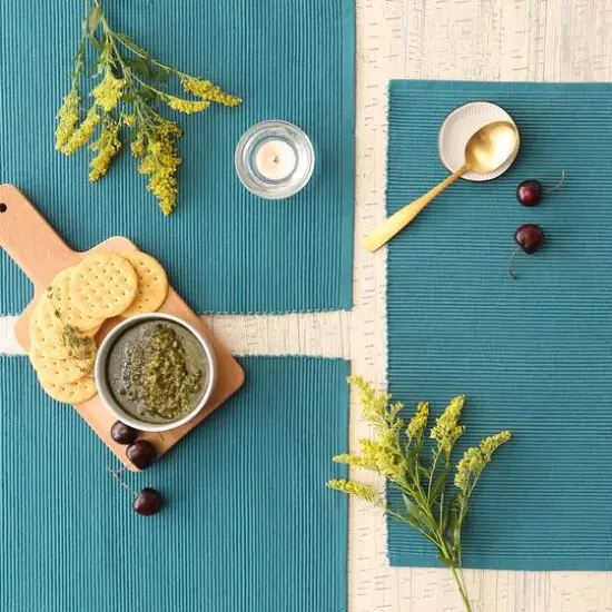 DII&reg; Ribbed Cotton Placemats, 6ct. Storm Blue {5}