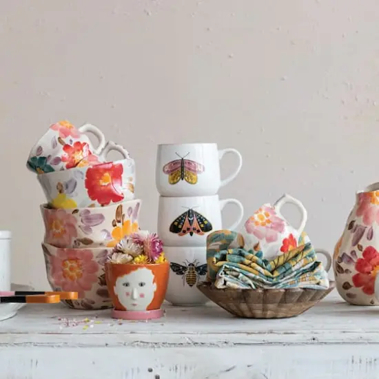 Hello Honey&reg; 12oz. Stoneware Mugs with Painted Winged Insects Set {3}