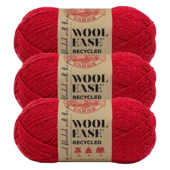 3 Pack Lion Brand&reg; Wool-Ease&reg; Recycled Solid Yarn Red {1}
