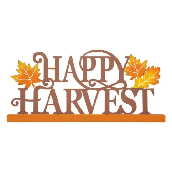 Glitzhome&reg; 18" Wood & Metal Happy Harvest Table D&eacute;cor {7}