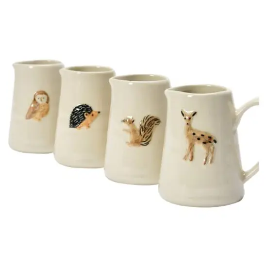 Hello Honey&reg; 3" Hand-Painted & Embossed Forest Animal Ceramic Pitcher Mugs, 4ct. {3}