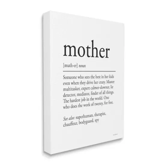 Stupell Industries Mother Definition Funny Motivational Phrase Superhuman Synonym Canvas Wall Art {4}