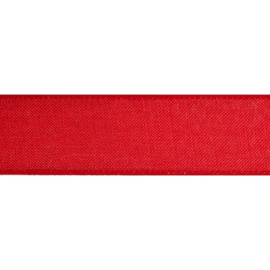 1.5" x 30ft. Red Wired Faux Linen Ribbon by Celebrate It™ Specialty {4}