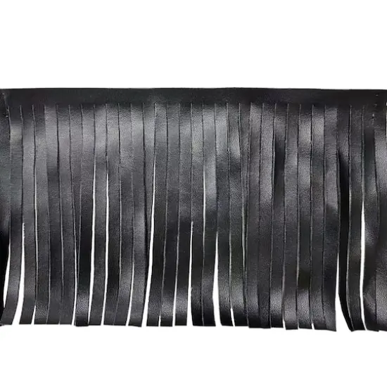 4" Faux Leather Fringe Trim by Celebrate It&reg; Black {1}