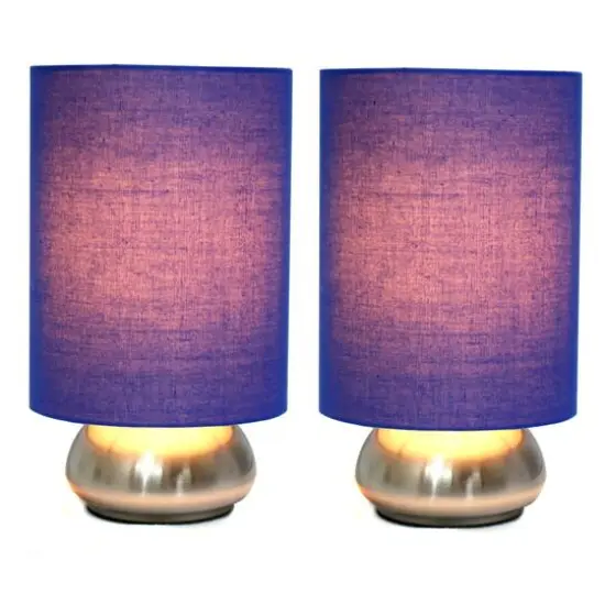 Simple Designs&trade; 2-Pack Mini Touch Lamps with Shades Brushed Nickel Base and Blue Shades {6}